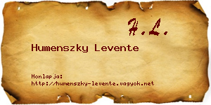 Humenszky Levente névjegykártya